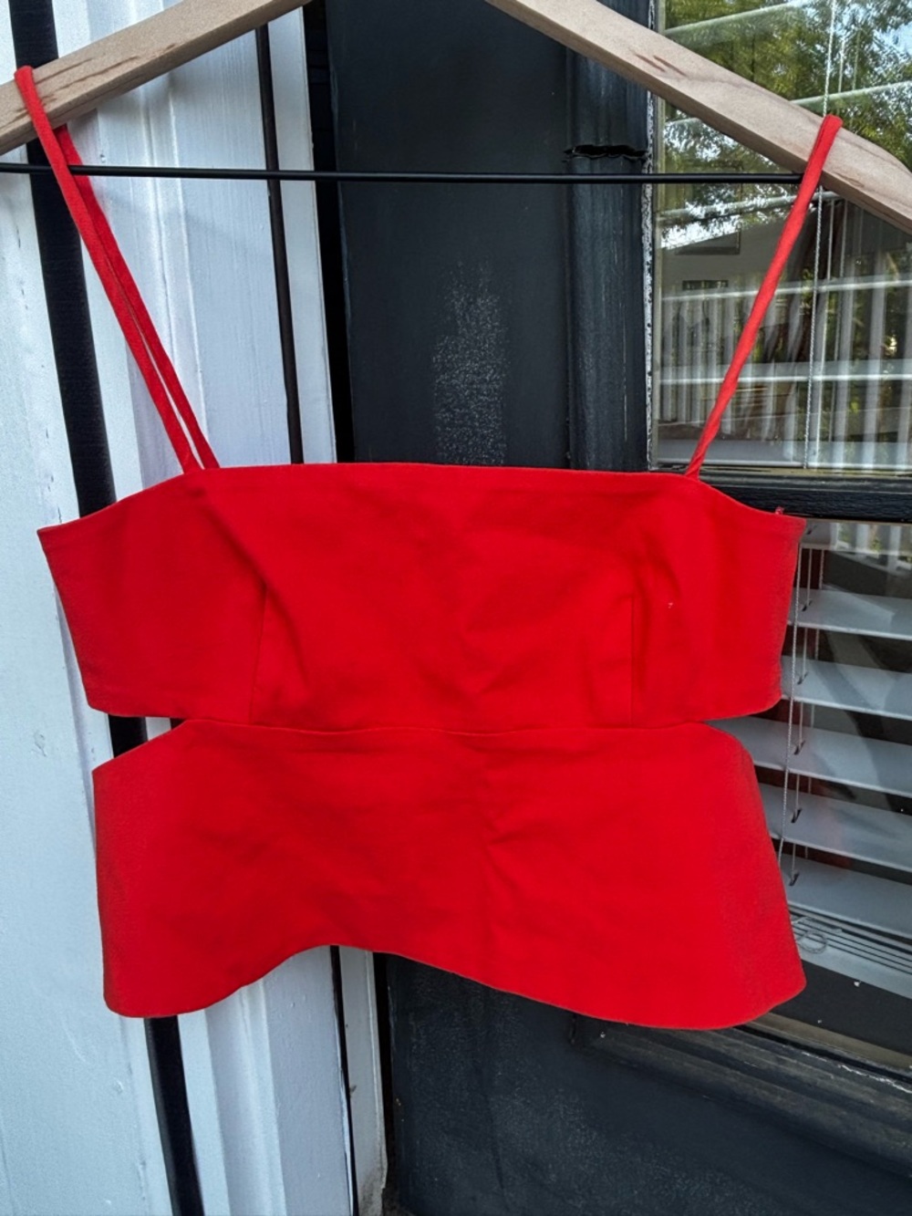 Zara Red Peplum Crop Tank Top